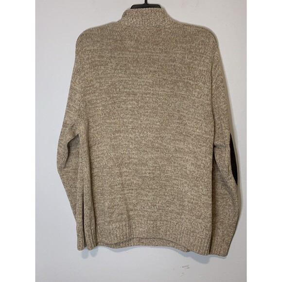 Chaps Knit Sweater Men's Corduroy Elbow Patches Tan Casual 100% Cotton, XL - Picture 7 of 7